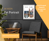 NEW ITEM Modern Framed Painted Named Pet Portrait - 16x20" - Wall Collage Canvas Art - Pet Portrait Painting