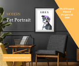 NEW ITEM Modern Framed Painted Named Pet Portrait - 16x20" - Wall Collage Canvas Art - Pet Portrait Painting
