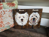 Large Rustic Wooden Leash Hook Pet Portrait